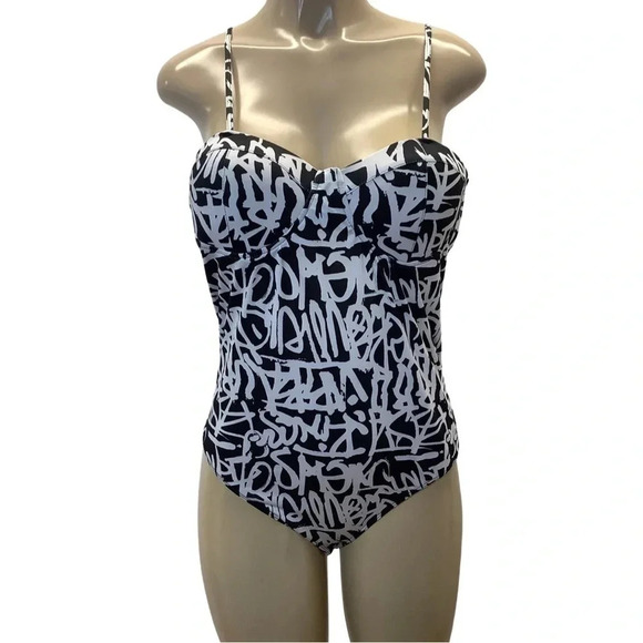 Glam rocks one piece graffiti print bodysuit with padded cups Size XL New - Picture 1 of 10